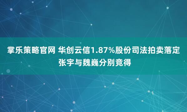掌乐策略官网 华创云信1.87%股份司法拍卖落定 张宇与魏巍分别竞得